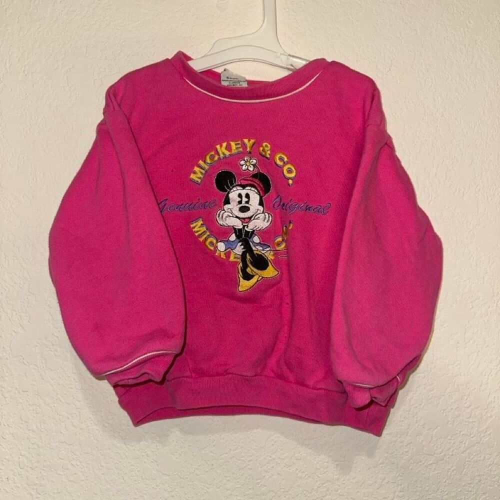Vintage Mickey & Co Embroidered Minnie Mouse kids size 4 Pink Sweatshirt- Disney